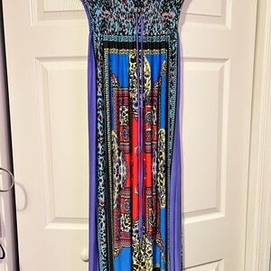 Multicolor Strapless Maxi Dress